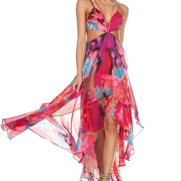 Summer Cutout Fuchsia Maxi Dress - Picture 2 of 8